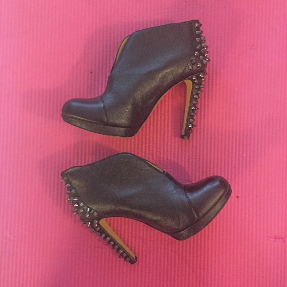 BCBG MAXAZRIA Spike Studded Leather Ankle Booties